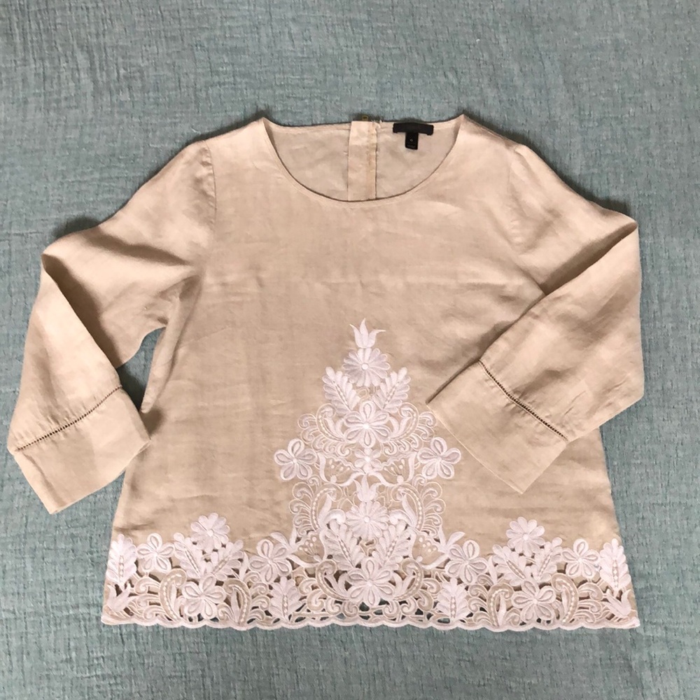 Embroidered Linen Top